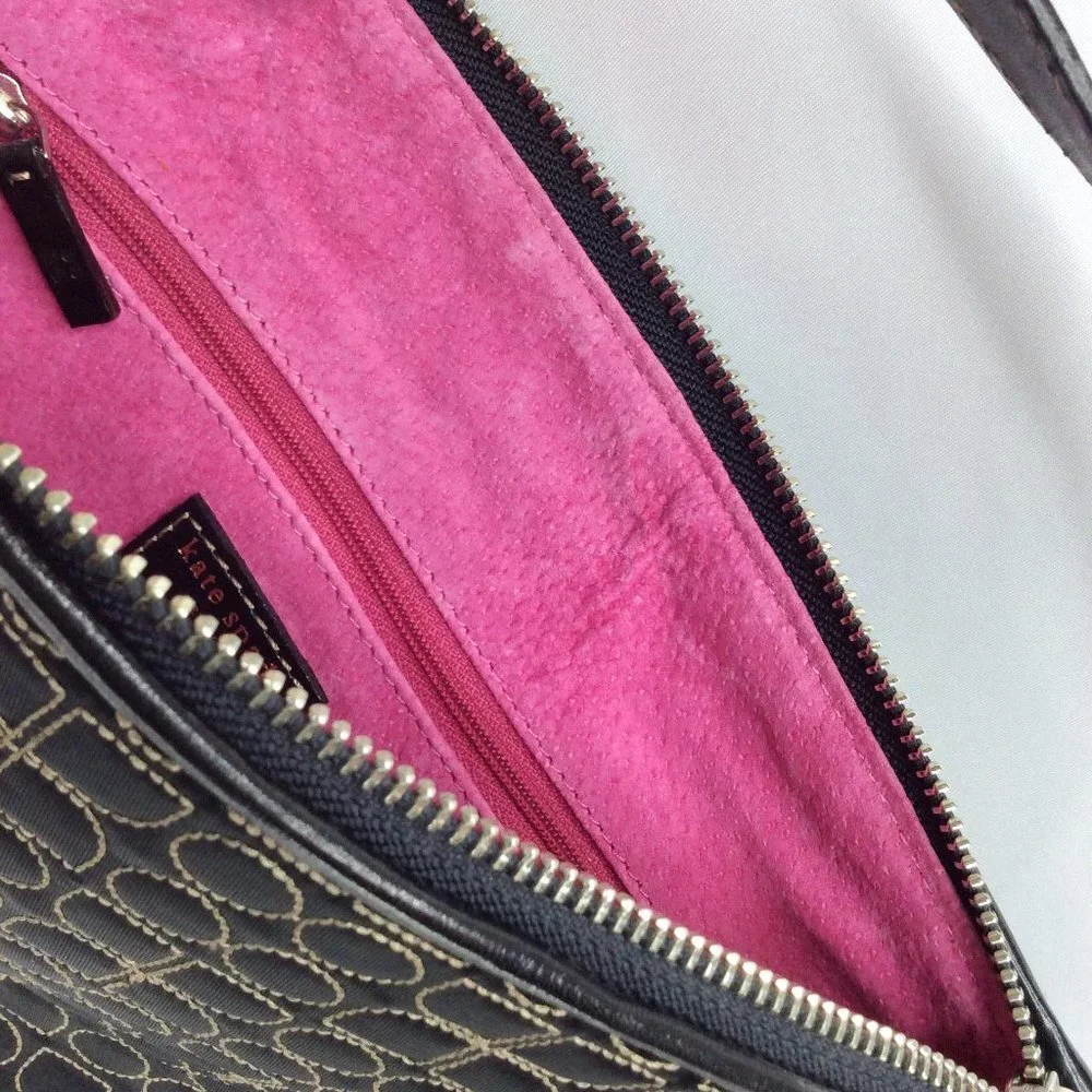 Kate Spade New‎ York Quilted Shoulder Bag Purse Black Pink Suede Lining